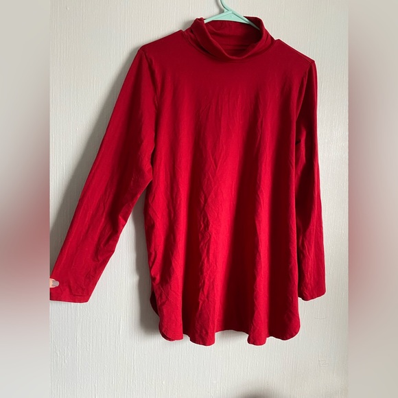 J Jill | Luxe supima shirttail Turtleneck tunic Top Side Vents Red Like New - Picture 1 of 8